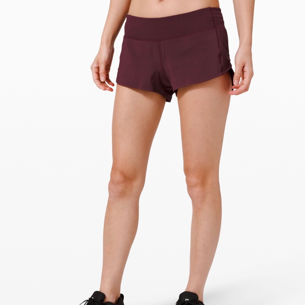 Barely worn burgundy Lululemon speed up shorts size 2 length 2.5